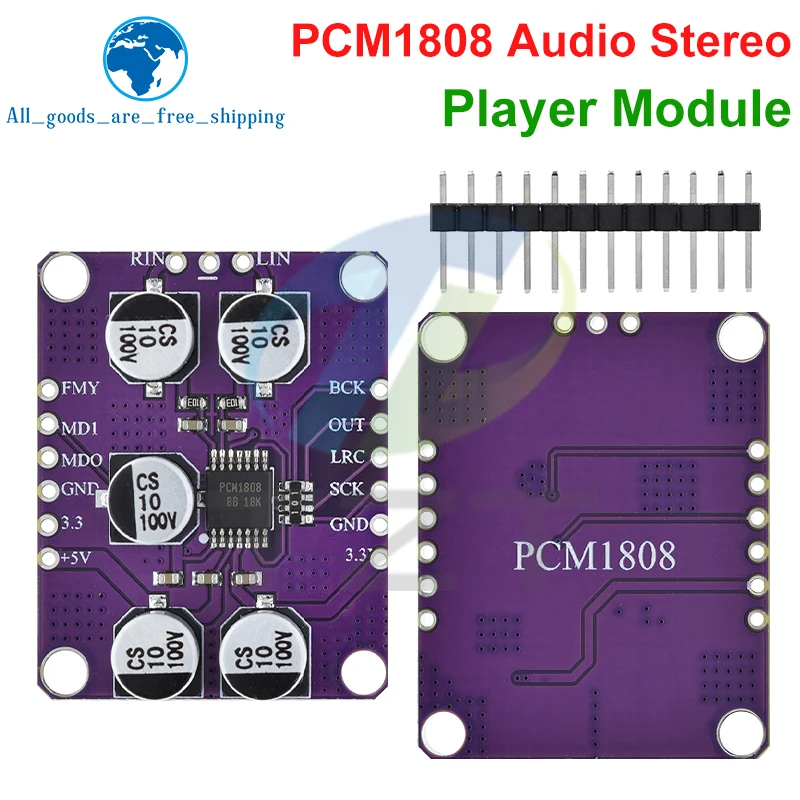 1/3PCS PCM1808 105dB SNR Audio Stereo Single-Ended Analog-Input Decoder 24bit Amplifiers Board Player Module