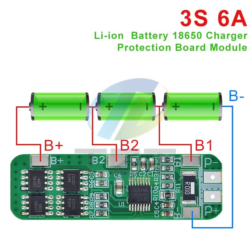 TZT 1/3PCS 3S 6A Li-ion Lithium Battery 18650 Charger Protection Board Module 10.8V 11.1V 12.6V Wholesale