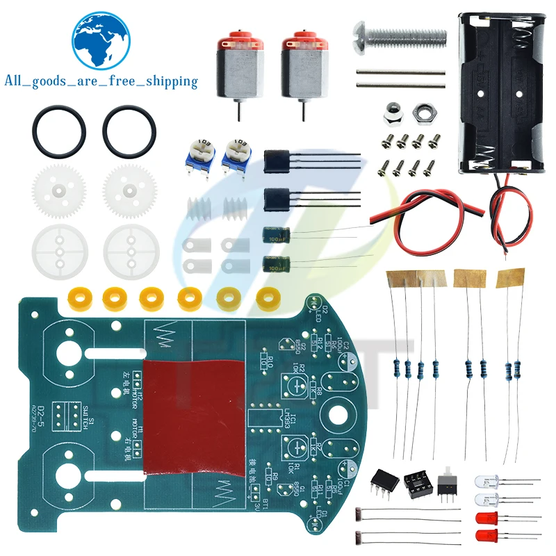 TZT D2-5 DIY Kit Intelligent Tracking Line Car Suite DC Motor Electronic Production Assembly Smart Car Patrol Automobile Parts