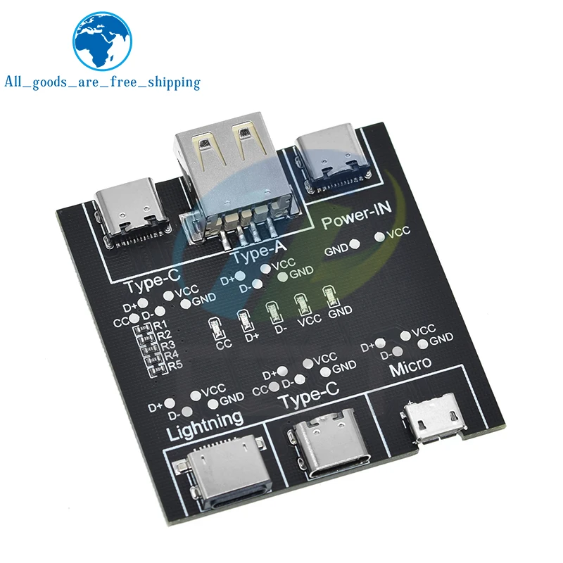 DT3 USB Cable Tester Data Cable Detection Board for IOS Android Micro Type-C Short Circuit on-Off Switching Test Board Tool