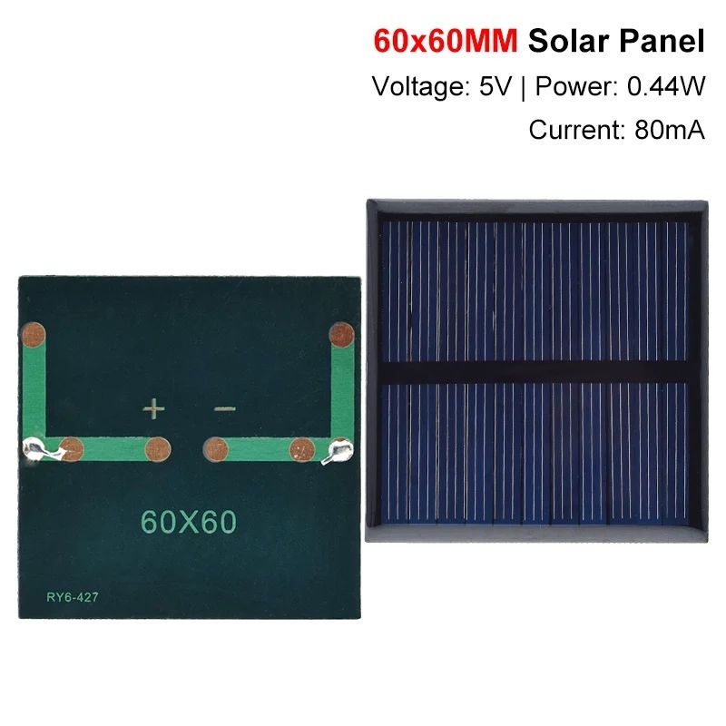 TZT 1/3PCS 60mm Solar Panel 5.5v 80ma 0.44W Mini Solar System DIY For Battery Cell Phone Chargers