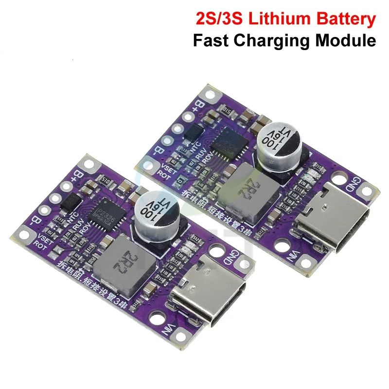 1/3pcs Type-C USB 2-3S BMS 15W 3.7V Lithium Battery Charging Boost Module With Balanced Support QC Fast Charge With Indicator