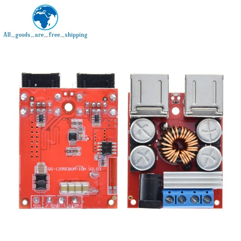 TZT 1/3PCS 8V-35V 5V 8A DC-DC Vehicle Charging Board Power Supply Depressurization Module 4 port USB Output mobile Charger