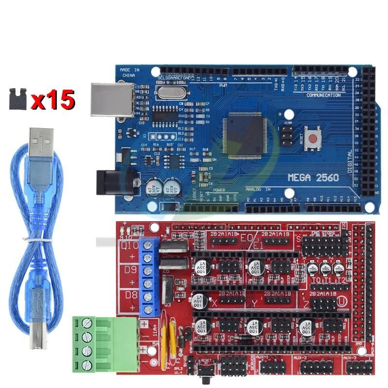 TZT Mega 2560 R3 Mega2560 REV3 + RAMPS 1.4 Controller for Arduino 3D Printer arduino kit Reprap MendelPrusa