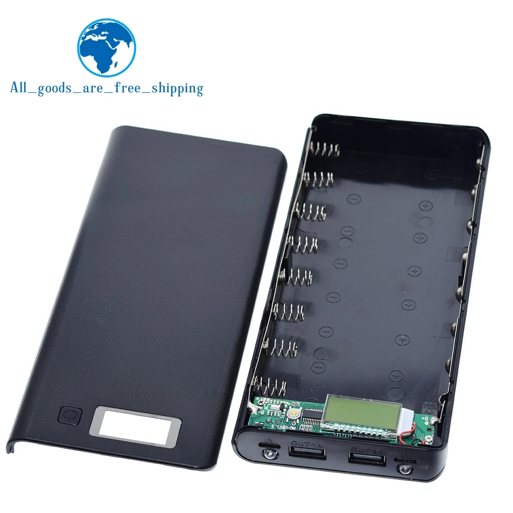 TZT 5V Dual USB 8*18650 Power Bank Battery Box Mobile Phone Charger DIY Shell Case For Smart Phone Electronic Mobile Charging
