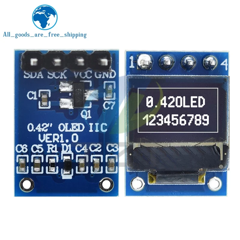 TZT 1/3pcs 0.42″ 0.42 Inch White OLED Display LCD Module 72X40 Serial Screen White Color I2C IIC/SPI Interface SSD1315 72*40