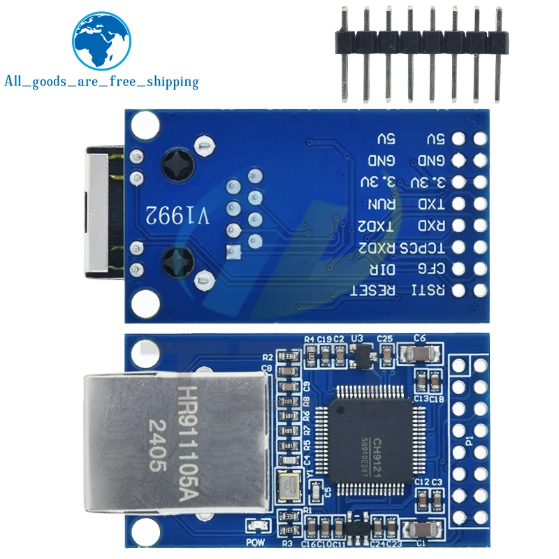 1/2PCS CH9121 UART Serial Port to Ethernet Module Network Module Industrial Microcontroller STM32 TCP/IP 51 3.3V 5V