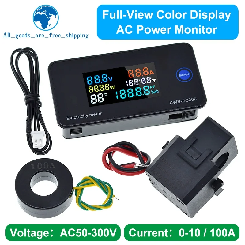AC 50-300VC Current And Voltage Detection Module KWS-AC300 LED Digital AC Electric Meter With Reset Function 0-100A