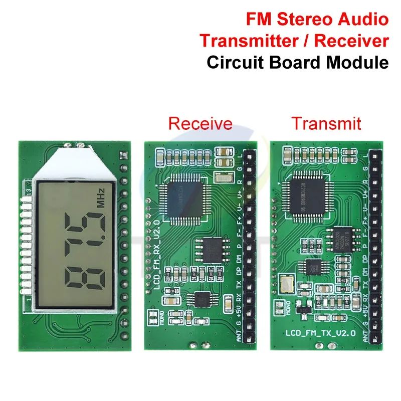 87-108MHZ Digital FM Receiver Module Radio Transmitter Wireless Microphone Stereo Board Digital Noise Reduction LCD Display