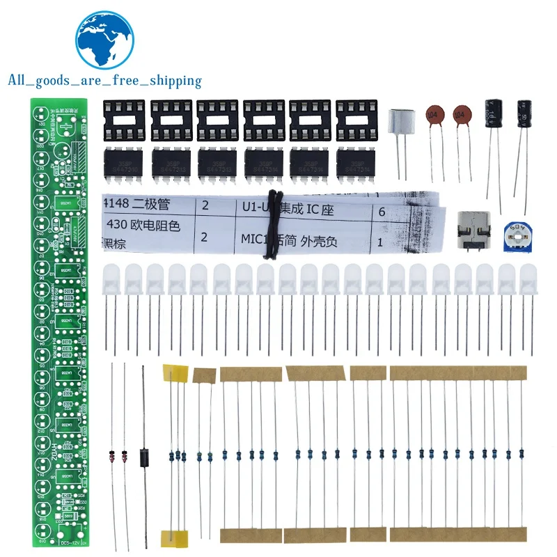 TZT 1/3pcs USB Audio Spectrum Lamp Kit LED Car Volume Level Indicator Music Audio Display Board DIY KIT