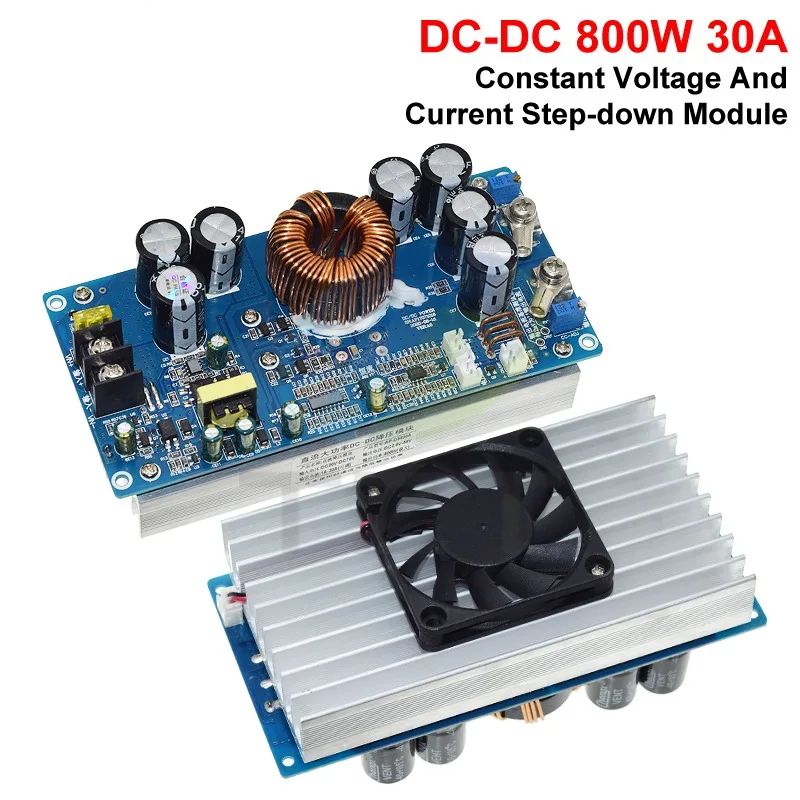 800W High Power DC-DC Buck Converter 30A Solar Stabilizers CV CC Step-Down Power Supply Adjustable DC20V-70V Voltage Regulators