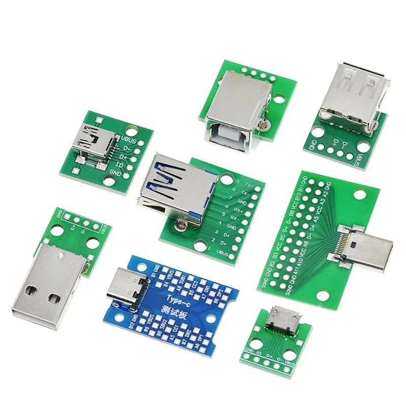 TZT USB Male Connector / MINI MICRO USB to DIP Adapter female connector 2.54 Connector B Type-C USB2.0 3.0 Female PCB Converter