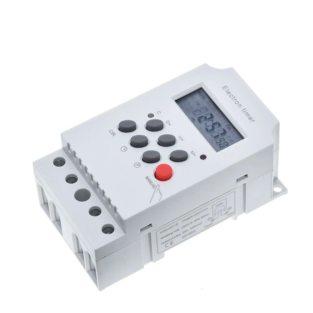 1/3PCS KG316T-II TZT Timer AC 220V 25A Din Rail Digital Programmable Electronic Timer Switch Electric Equipment Control on/off
