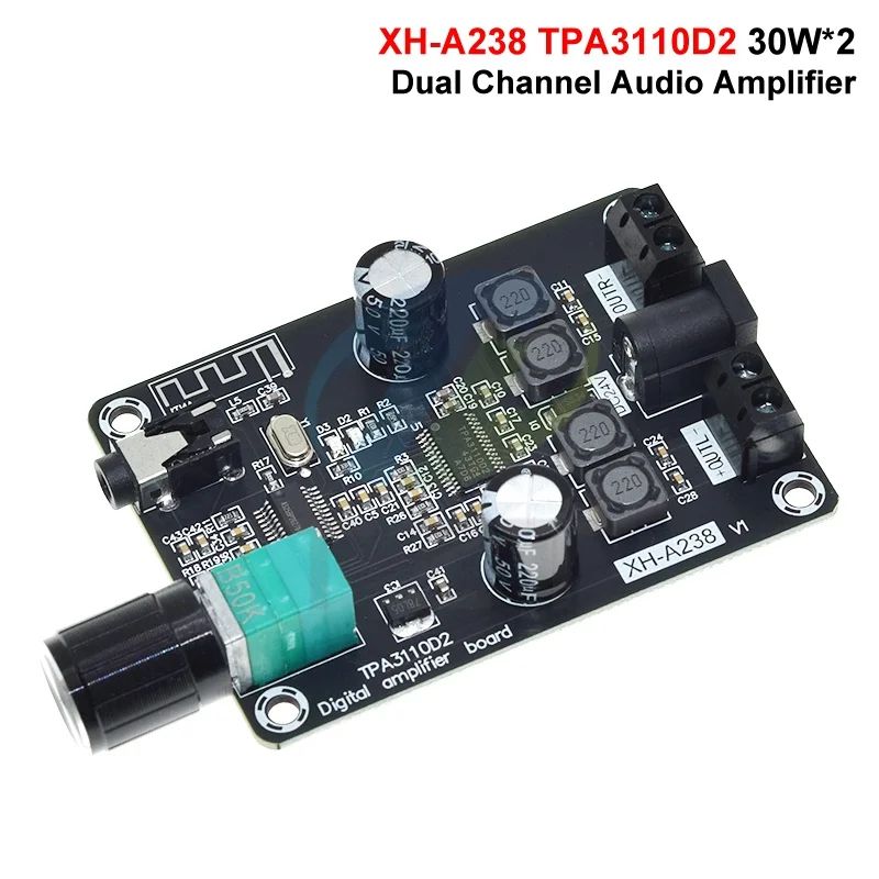 DC12-24V XH-A238 Universal Amplifier Board Bluetooth 5.0 TPA3110D2 Audio Amplifier Dual Channel 30W*2 HiFi Stereo Home Amplifier
