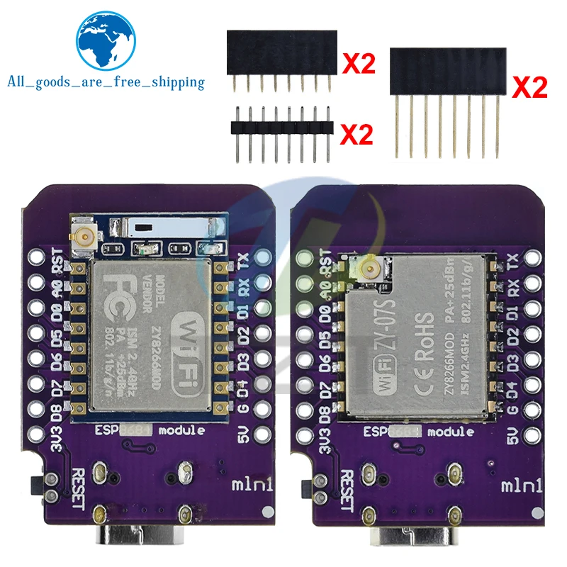 TZT D1 Mini TYPE-C ESP8266 ESP-07/07S CH340G USB D1 Mini WIFI Development Board D1 Mini NodeMCU Lua IOT Board 3.3V With Pins