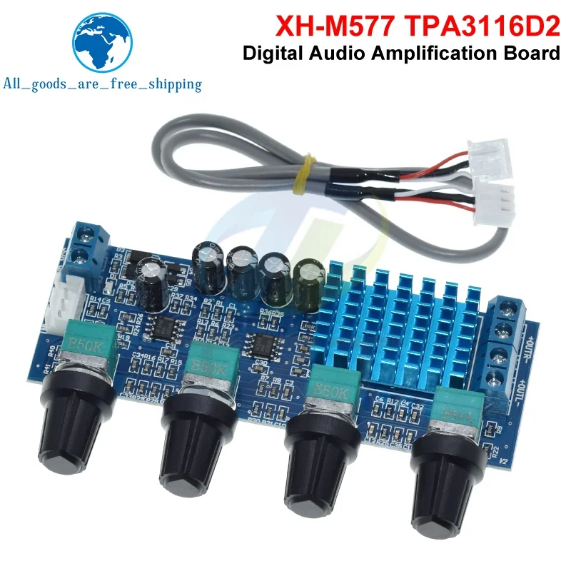 1/3PCS XH-M577 TPA3116D2 Audio High Power Tone Op Amps DC 12-24V Dual-channel Stereo 2 X 80W Digital Amplifier Board