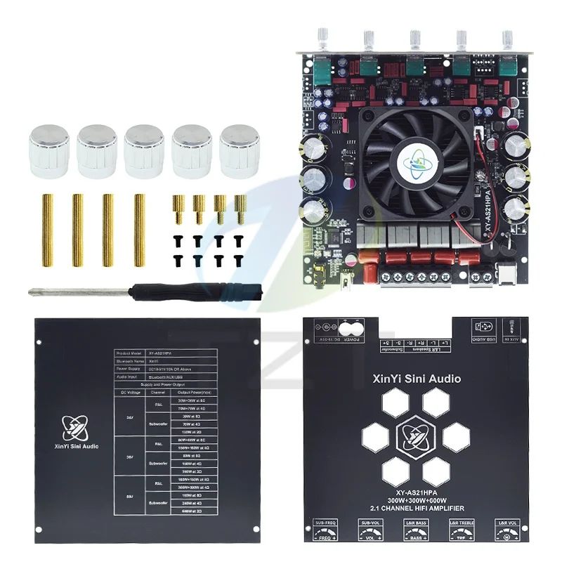 XY-AS21HPA Bluetooth High-Power Digital Amplifier Board 2.1 Channel Subwoofer 300W*2+600W Dual TPA3255 Amplificador
