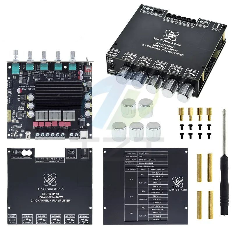 XY-ST21PRO 2.1 Channel Amplifier Board Bluetooth-compatib5.2 100W+100W+200W Subwoofer TPA3221 Chip Support AUX U Disk Sound Card