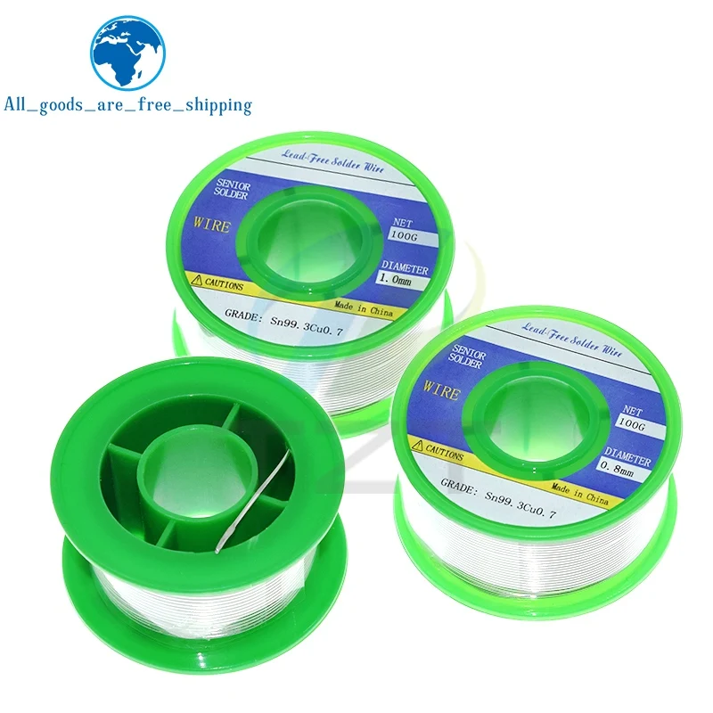 TZT 1/3PCS 0.8/1.0MM Lead Free Soldering-Wire 50G/100G Solder Sn99.3 Cu0.7 For Welding Soldering Iron