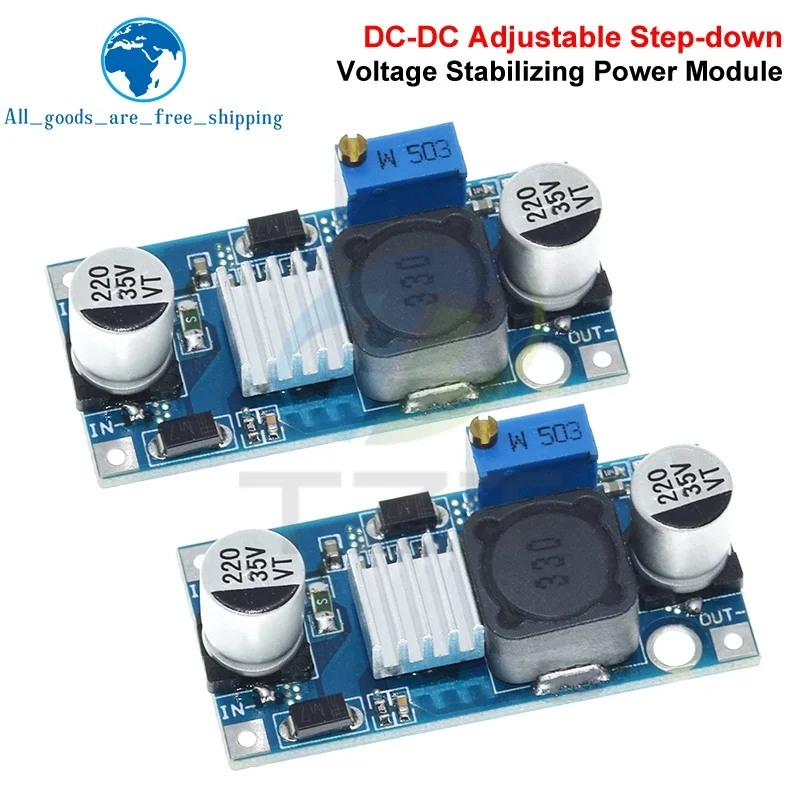 1/3PCS DC 7-32 To 1.5-30V 3A 30W DC-DC Adjustable Step-Down Power Module Synchronous Rectification Over LM2596 With Heat Sink