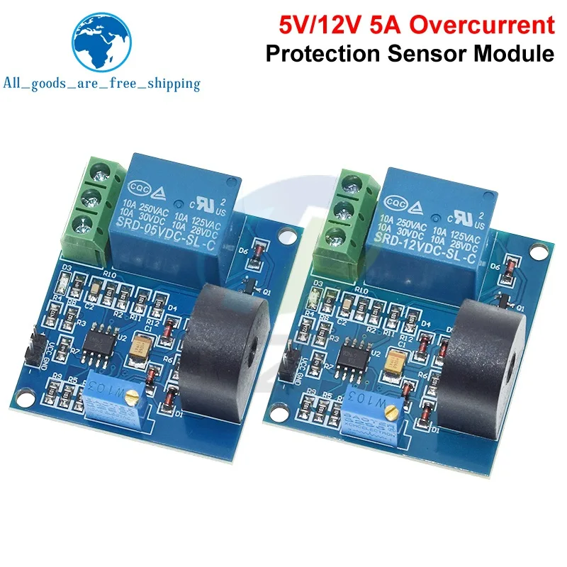 1/3PCS 5A Overcurrent Protection Relay Module AC Current Detection Board 12V/5V Relay ZMCT103C Current Transformer