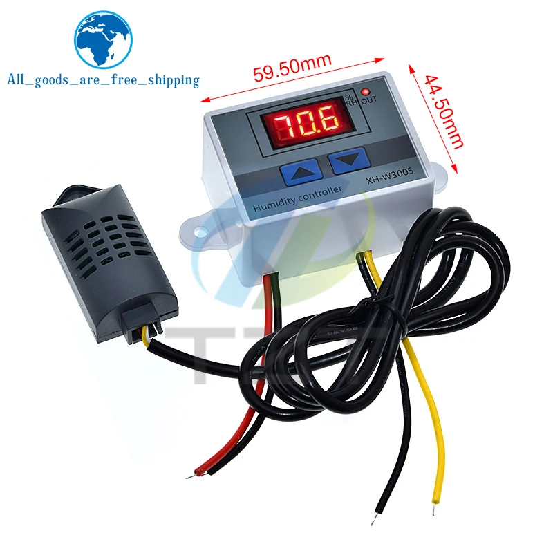 W3005 DC 12V 24V 220V 10A Digital Humidity Controller TZT Hygrometer Control Switch 0~99%RH Hygrostat w/ Humidity Sensor