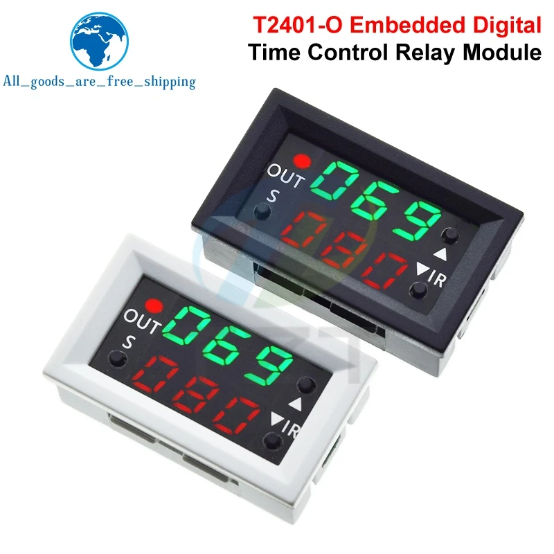 T2401-O DC 12V Dual Display Time Relay Module Time Delay Relay Mini LED Digital Timer Relay Timing Delay Cycle Control Switch