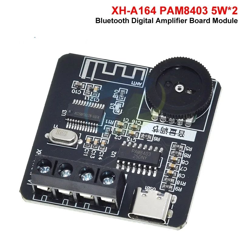 DC 5V Miniature Bluetooth Amplifier Board PAM8403 Class D Audio Amplifier 2.0 Channels 5W+5W Stereo Adjustable Volume