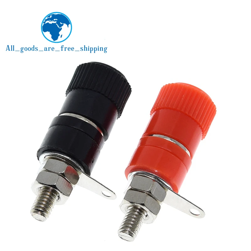 TZT 5/10PCS Terminal Blocks JS-910B 4mm Amplifier Terminal Connector Binding Post Banana Plug Jack Mount Red Black