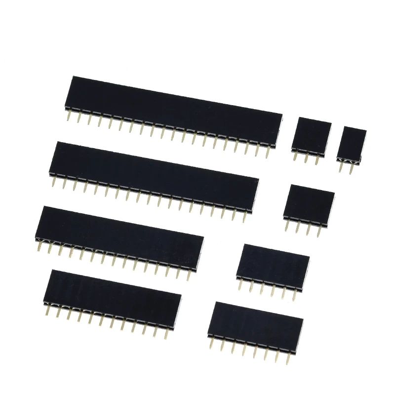 TZT 10PCS Single Row Pin Female Header Socket Pitch 2.54mm 1*2P 3P 4P 6P 8P 12P 15P 20P 40P Pin Connector For module