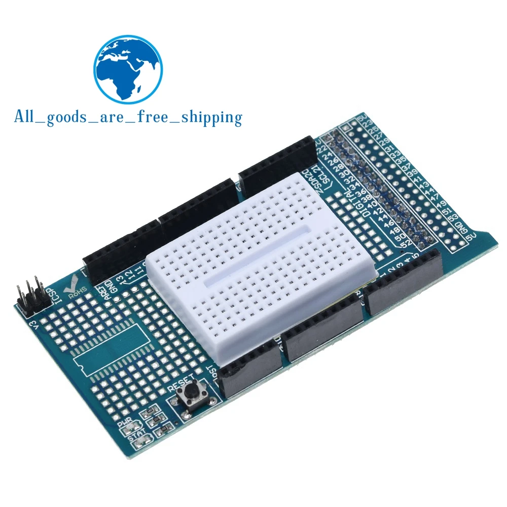 TZT MEGA 2560 R3 Proto Prototype Shield V3.0 Expansion Development Board + Mini Breadboard 170 Tie Points for arduino DIY