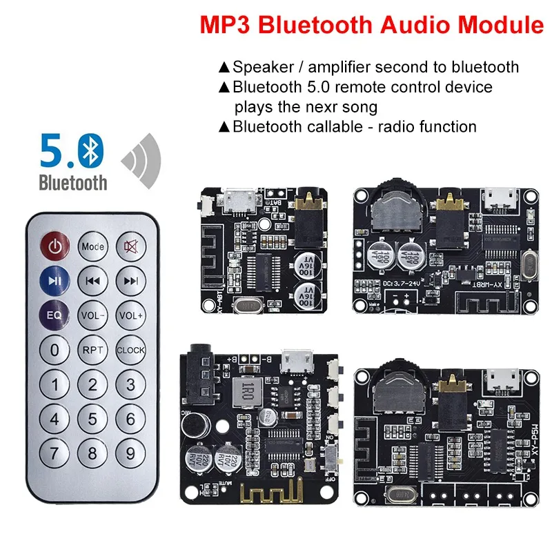 TZT Bluetooth-5.0 Stereo MP3 Lossless Audio Module Wide Voltage Voltage Adjustable Speaker Power Amplifiers