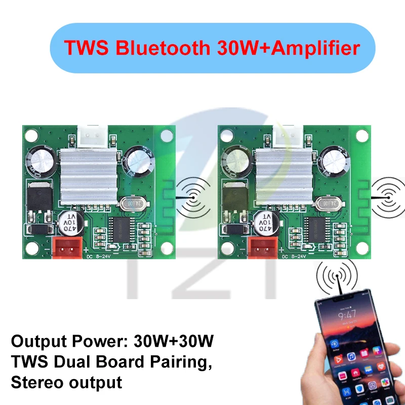 Bluetooth-5.0 30W Power Amplifiers TWS Speaker Sound Module Board Audio Power Amplifiers Board Two-way Stereo