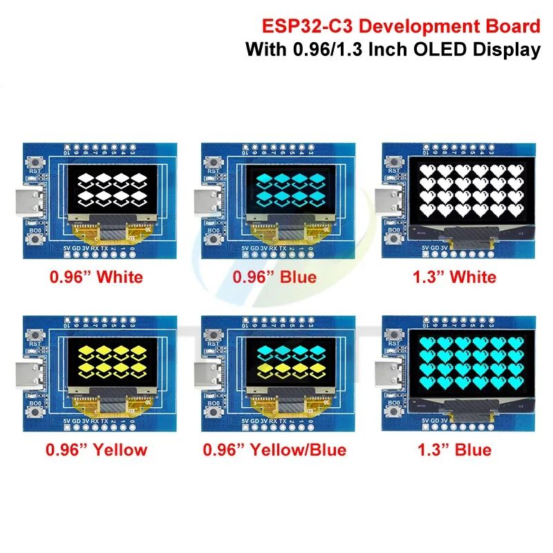 1/3PCS ESP32-C3 Development Board With 0.96 / 1.3 Inch OLED Display Module WiFi+Bluetooth LOT Module For Smart Home