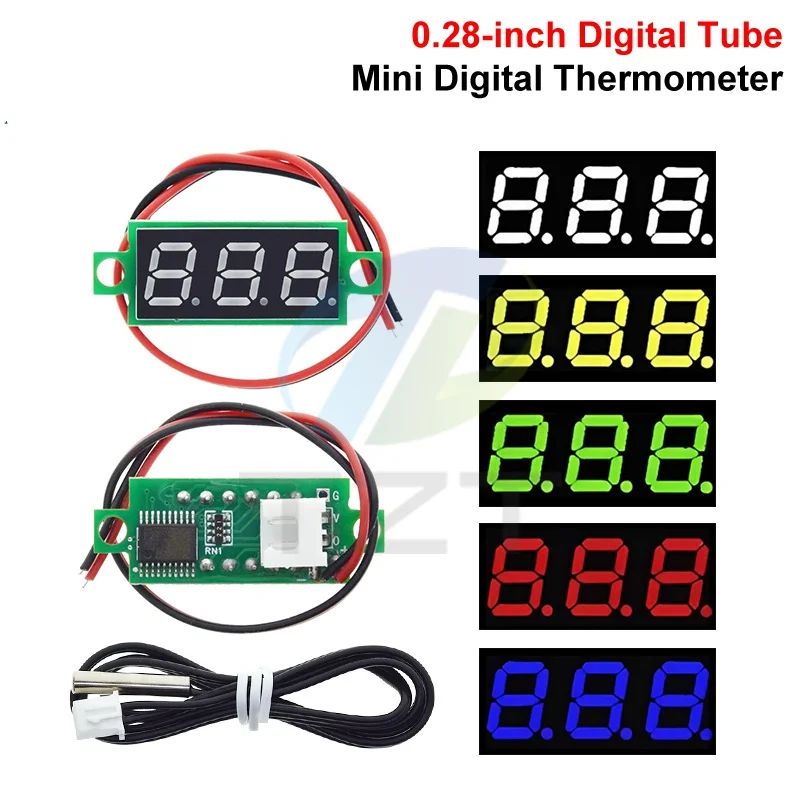 DC 12V 24V Mini Digital LED Thermometer for Car Temperature Monitor Panel Meter Measuring Range -50-125C With Temperature Probe