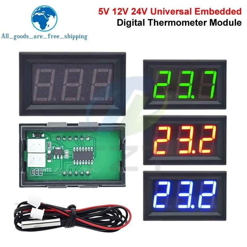 DC 4.5-30V Mini Digital LED Thermometer for Car Temperature Monitor Panel Meter Measuring Range -50-110C With Temperature Probe