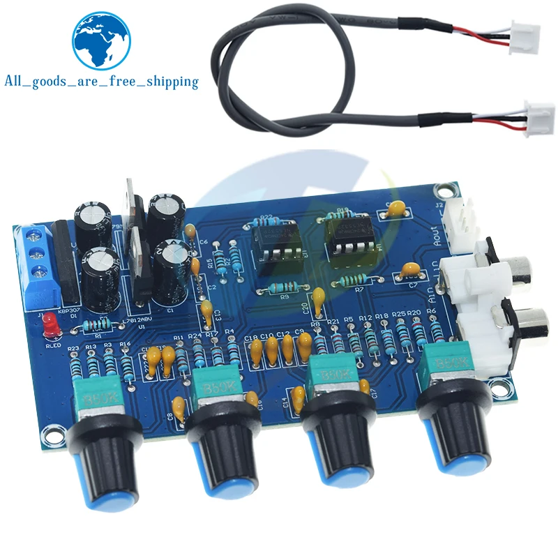 TZT XH-M164 NE5532 Stereo Pre-amp Preamplifier Tone Board Audio 4 Channels Amplifier Module 4CH Control Circuit Telephone Preamp