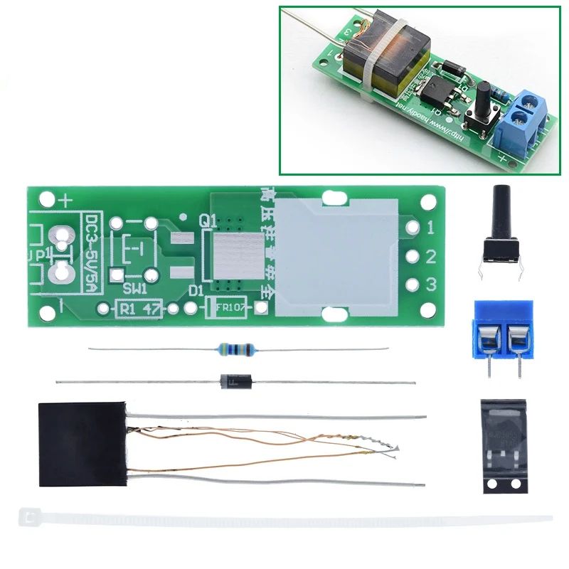 TZT HV-1 High Voltage Generator Arc Ignition DIY Kit Arc Generator Arc Cigarette Igniter Kit High Voltage Module DC 3-5V Lighter