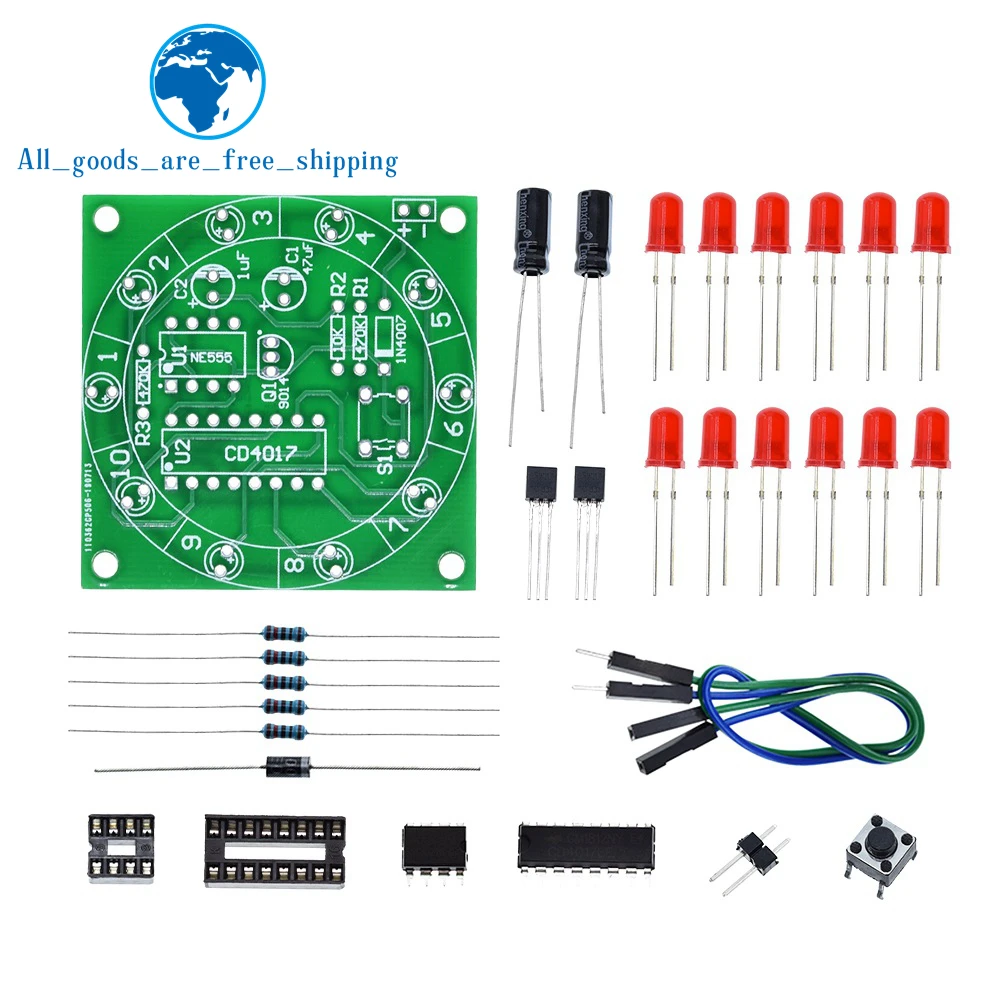 1/3PCS Lucky Rotary Suite TZT Electronic Turntable CD4017 NE555 Self LED Light Kits