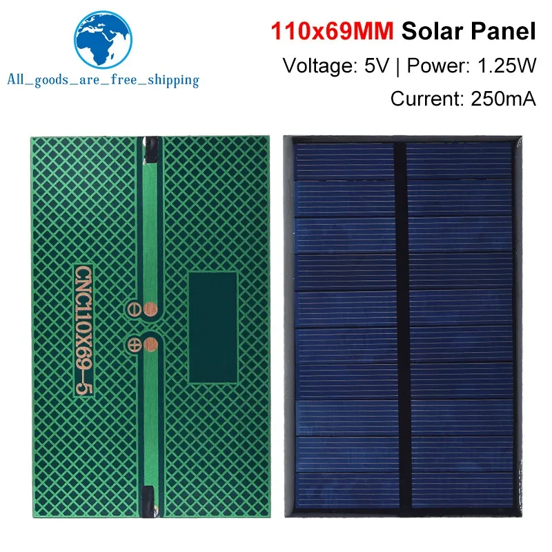 TZT Smart Electronics Solar Panel 5V 250MA 1.25W DIY Small Solar Panel for Cellular Phone Charger Home Light Toy etc Solar Cell