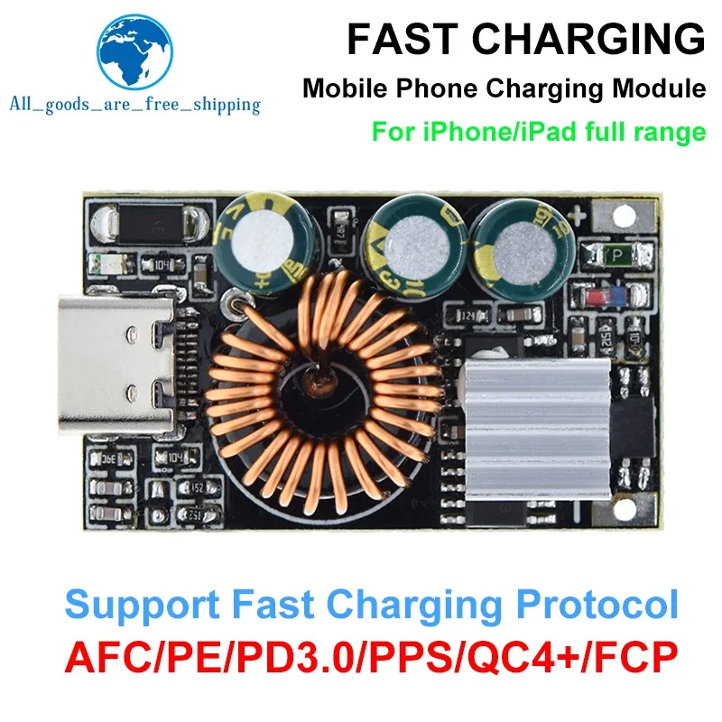 TZT PD3.0/PPS/QC4.0 DIY Fast Charger DC 10-30V 30W Step-down Module For Emergency Charging of Mobile Phone