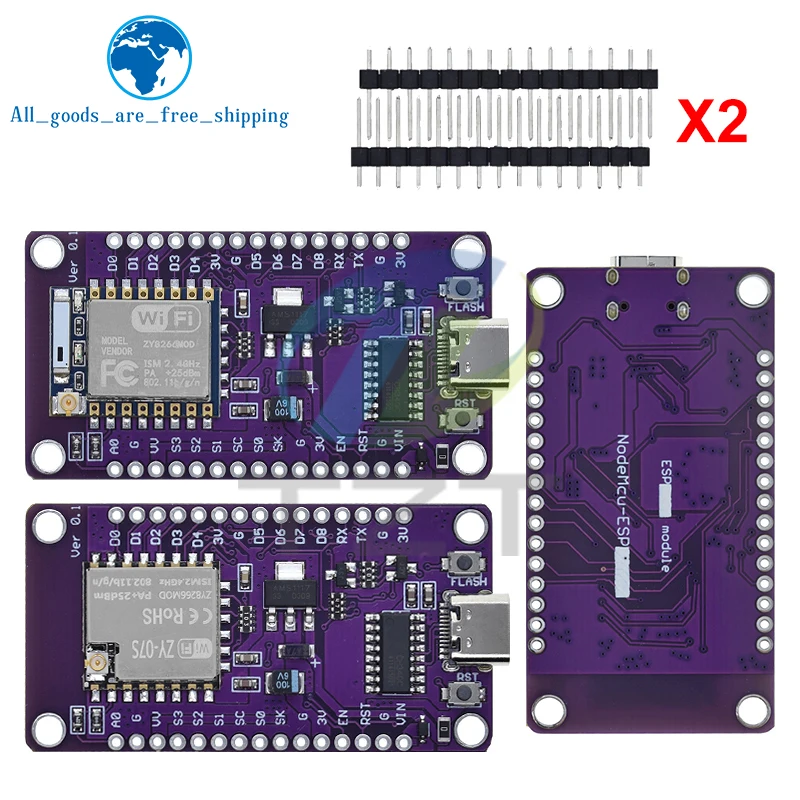 TZT 1/3CS Type-c USB Nodemcu Lua ESP8266 Development Board CH340 ESP-07/07S Module For Arduino