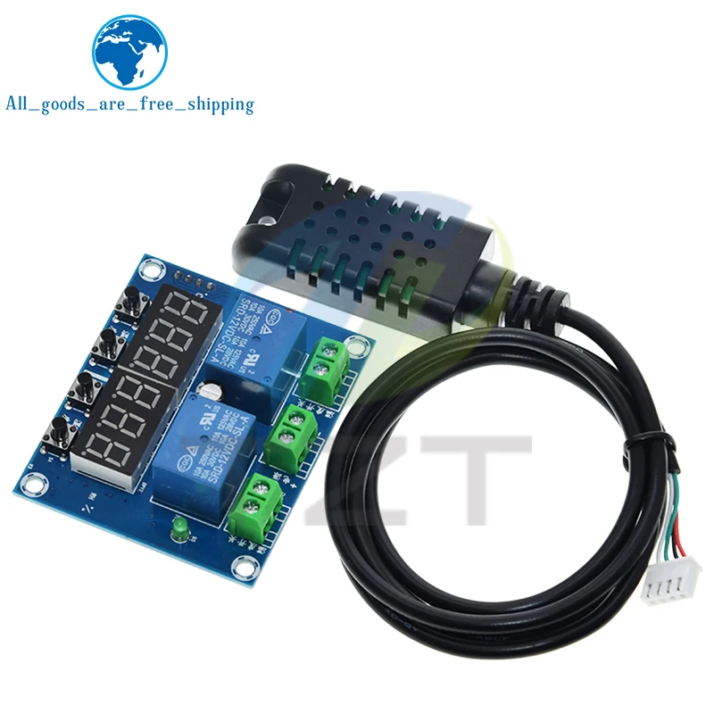 TZT XH-M452 LED Digital Thermostat Humidity Control Sensor High Precision Dual Output DC 12V 10A Automatic Constant Temperature