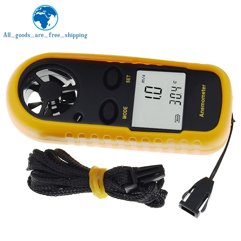 Digital Anemometer 0-30m/s Wind Speed Meter Sensors Module -10 ~ 45C Temperature Tester Anemometro With LCD Backlight Display