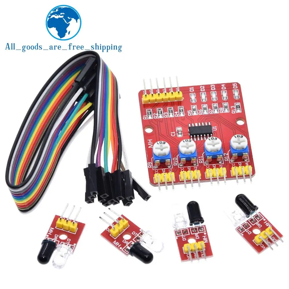 F233-01 Four-way infrared tracKing TZT-4 channel tracking module / transmission line / obstacle avoidance / car / robot sensor