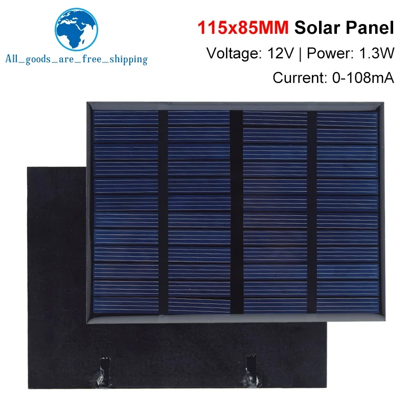 TZT 12V 1.3W Mini Solar Panel Standard Epoxy Polycrystalline Silicon DIY Battery Power Charge Module Solar Cell Charging Board