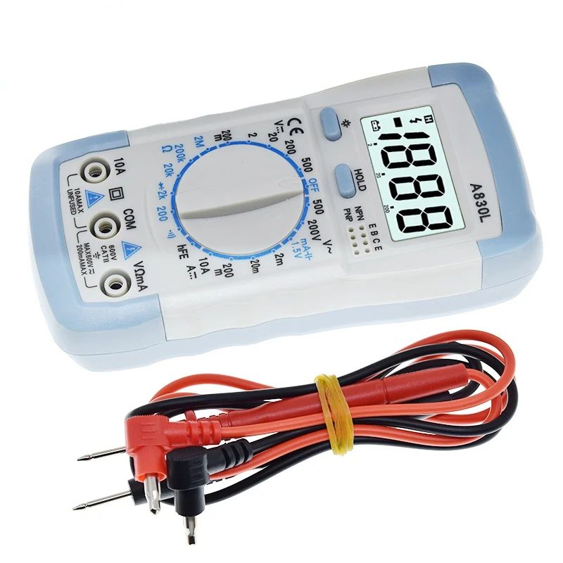 A830L LCD Digital Multimeter AC DC Voltage Diode Freguency Multitester Current Tester Luminous Display with Buzzer Function