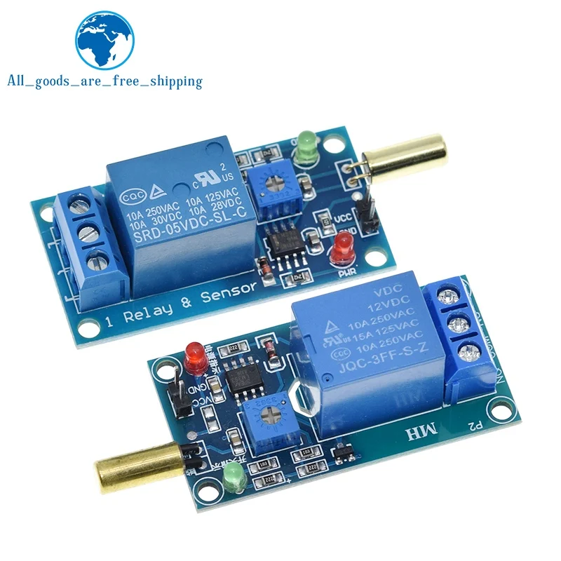 1/3PCS 5V 12V 1 Channel Output Tilt Slant Angle Sensor Relay Module TZT Golden SW520D ball switch tilt sensor module For arduino