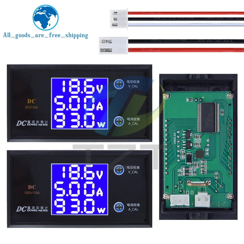 LCD Digital Voltmeter Ammeter Wattmeter Voltage Current Power Meter Volt Detector Tester Monitor DC 0 to 100V 10A 1000W