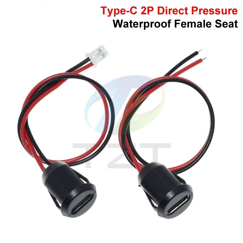 2/5/10PCS 2Pin USB Connector Type-C Waterproof with Female Socket Fast Charging Jack Charging Port USB-C Charger Plug Socket
